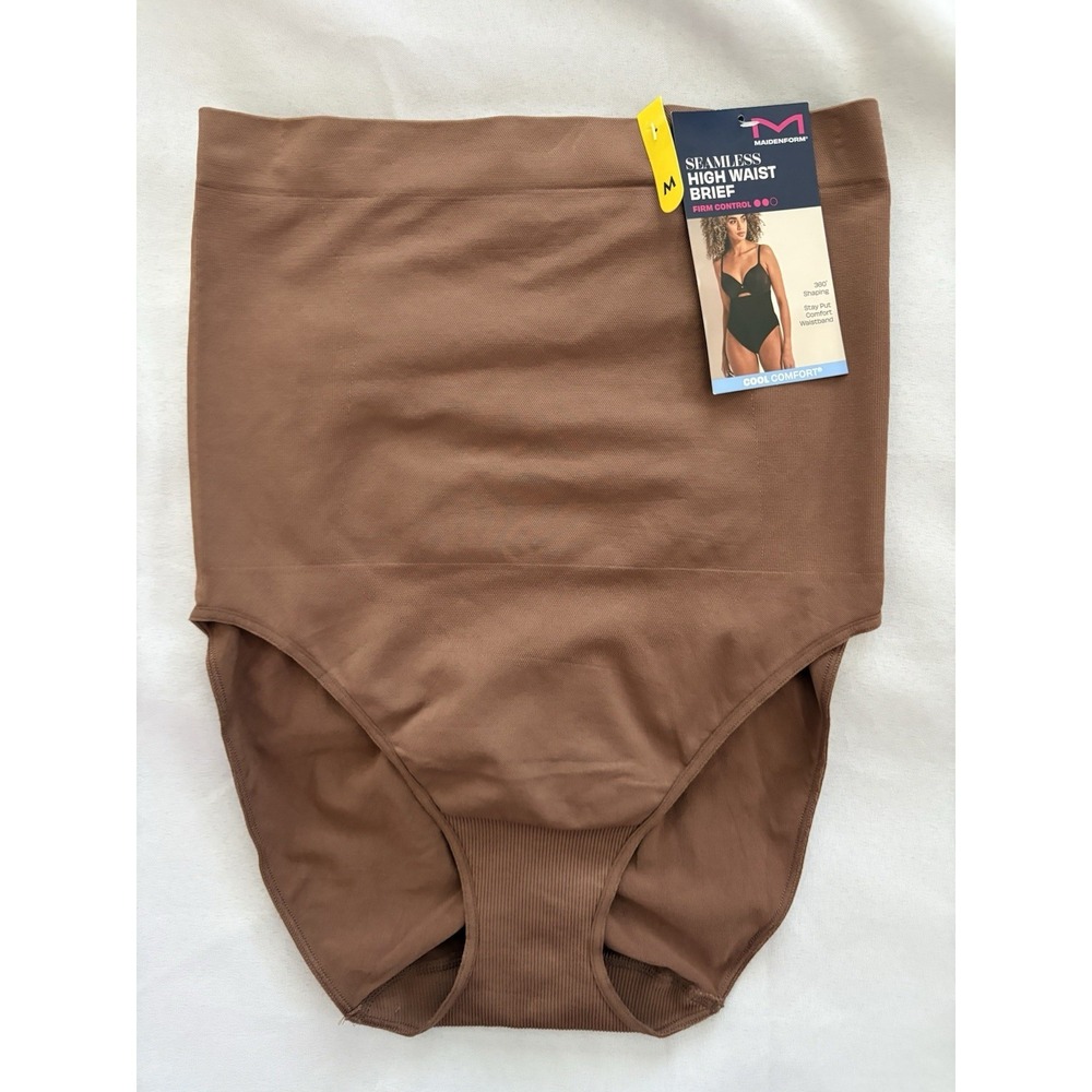 NEW Maidenform Seamless High Waist Brief Firm Control Womens Medium Brown DMS832